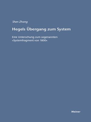 cover image of Hegels Übergang zum System